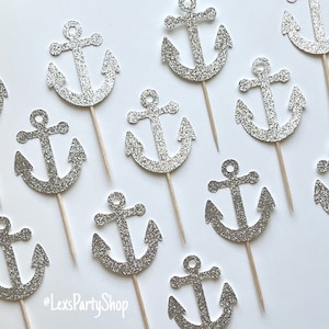 Ship Anchor Cupcake Toppers, Nautical Cupcake Toppers