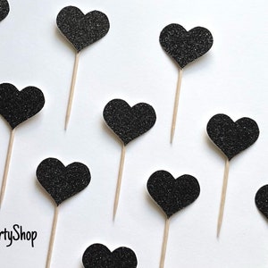 Heart Cupcake Toppers, Heart Food Picks, Bachelorette Cupcake Toppers Bild 4