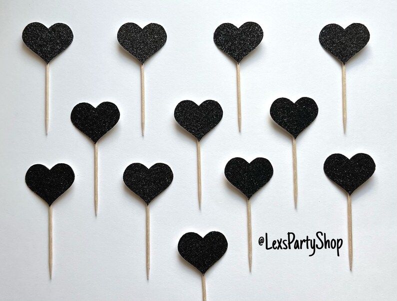 Heart Cupcake Toppers, Heart Food Picks, Bachelorette Cupcake Toppers Bild 6