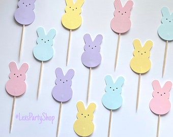 Peep Easter Bunny Cupcake Toppers, Easter cupcake picks, Easter cupcake Toppers