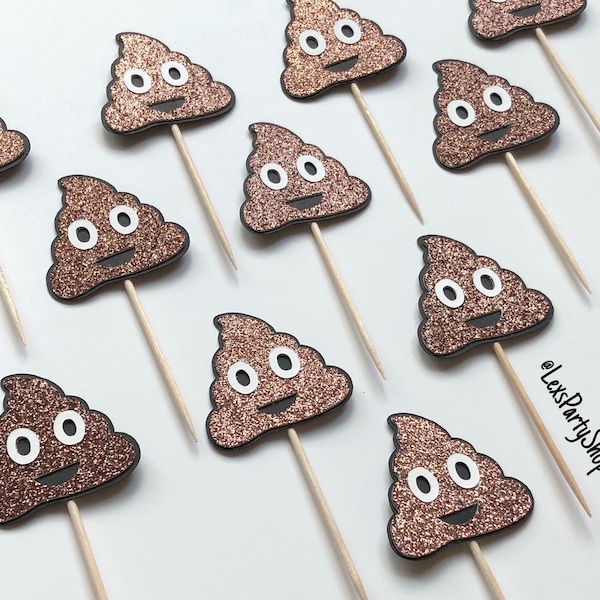 Poop Emoji Cupcake Toppers, Emoji Party, Emoji Food Picks