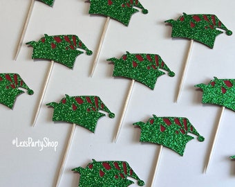 Elf Hat Cupcake Toppers, Elf Hat Food picks, Christmas baking