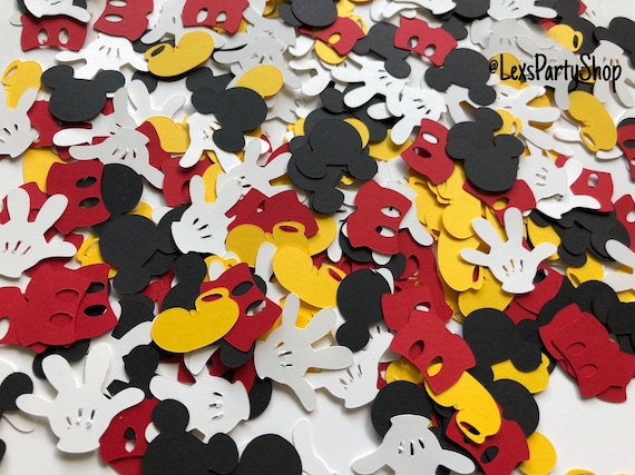 60 black glitter card Mickey Mouse party birthday table confetti Disney handmade