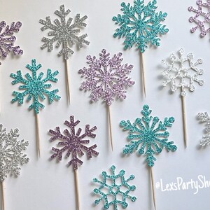 Snowflake Cupcake Toppers, Frozen Snowflake cupcake toppers, Christmas cupcake toppers image 3