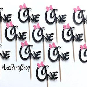 Minnie Mouse Cupcake Toppers, 1st Birthday Minnie Mouse Cupcake Toppers, Minnie Mouse Birthday, Cupcake Picks