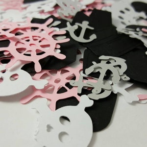 Pirate Confetti Mix: Pink, Grey, & Black Party Decor