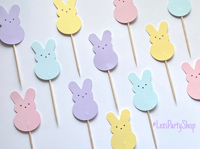 Peep Easter Bunny Cupcake Toppers, Easter cupcake picks, Easter cupcake Toppers afbeelding 10