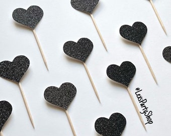 Heart Cupcake Toppers, Heart Food Picks, Bachelorette Cupcake Toppers
