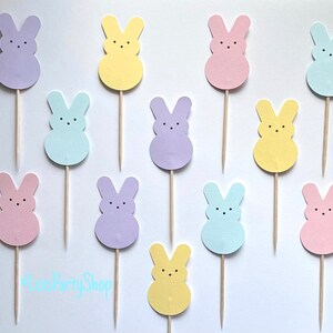 Peep Easter Bunny Cupcake Toppers, Easter cupcake picks, Easter cupcake Toppers image 3