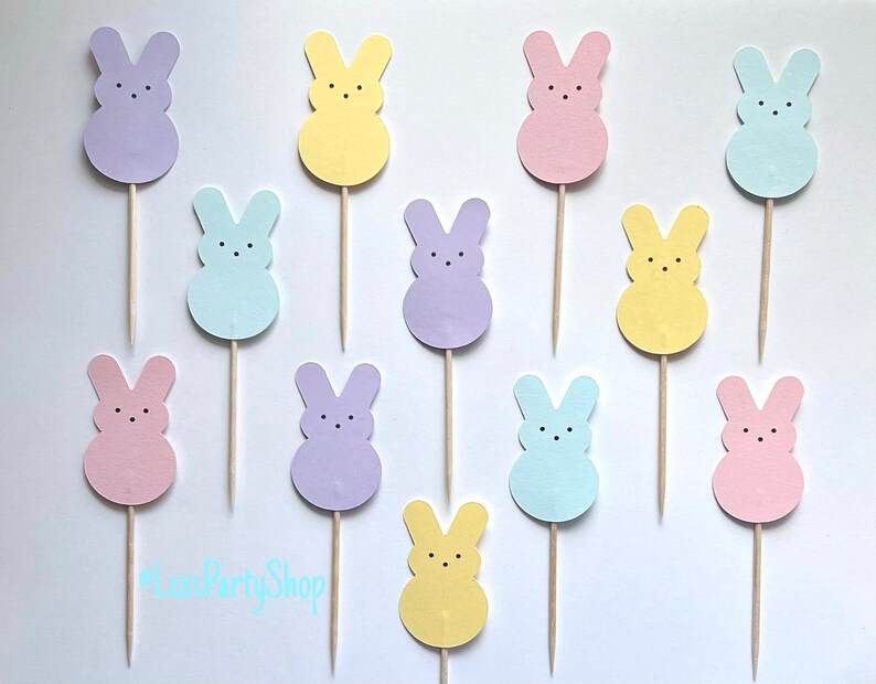 Peep Easter Bunny Cupcake Toppers, Easter cupcake picks, Easter cupcake Toppers image 3