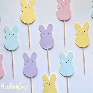 Peep Easter Bunny Cupcake Toppers, Easter cupcake picks, Easter cupcake Toppers afbeelding 9