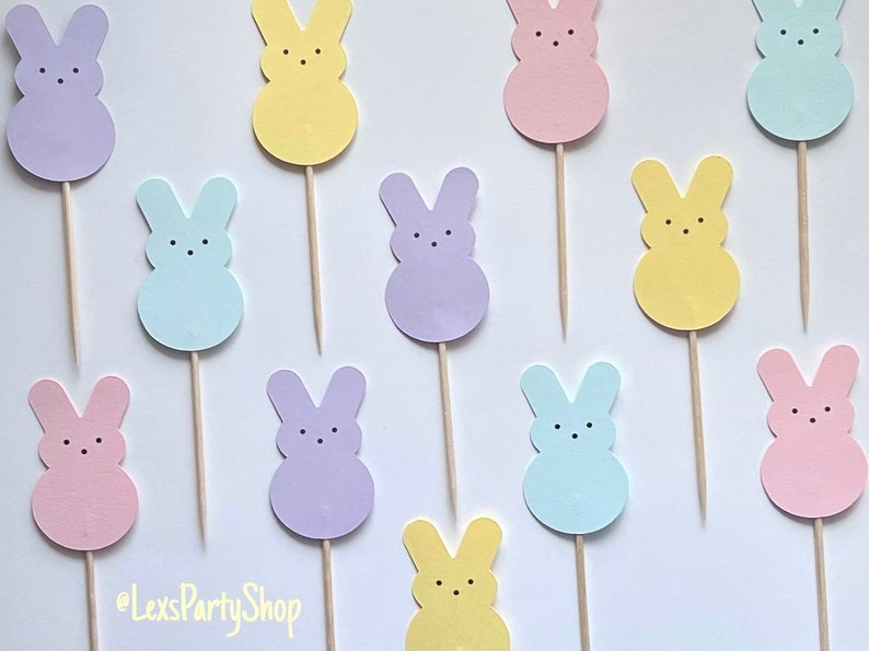 Peep Easter Bunny Cupcake Toppers, Easter cupcake picks, Easter cupcake Toppers afbeelding 9