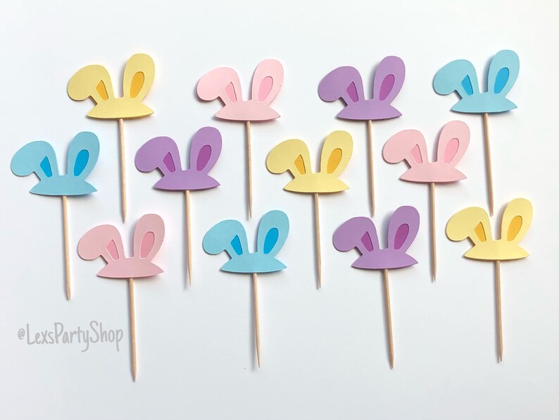 Easter Cupcake Toppers, Bunny Cupcake Toppers, Easter Rabbit Cupcake Toppers, Easter Food Picks image 3