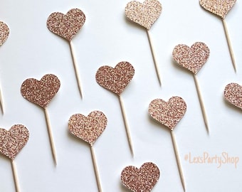 Heart Cupcake Toppers, Heart Food Picks, Bachelorette Cupcake Toppers