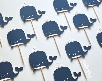 Whale Cupcake Toppers, Whale Food Picks, Baby Shower Toppers