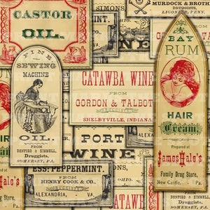 Digital Download Background Collage Sheet 2B Antique 1800&#39;s Vintage Druggist Apothecary Old Pharmacy Drugstore General Store Bottle Labels