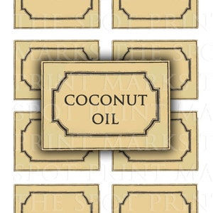 Digital Download Collage Sheet  3.5 x 2.4 Blank Vintage Antique Old 1800&#39;s Apothecary Style Spice Food Herb Potion Labels 8 Organize Pantry