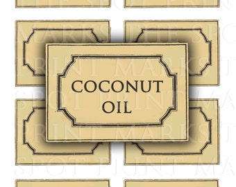 Digitale Download Collage blad 3.5 x 2.4 leeg Vintage antieke oude 1800 apotheker stijl Spice kruid Potion voedseletiketten 8 organiseren Pantry