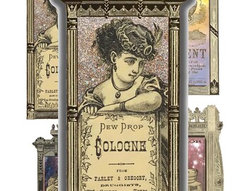 Digital Download Collage Sheet Vintage Framed 1800's Pharmacy Apothecary Druggist Labels Ephemera In Space Tags (118)