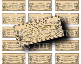 Hoja de collage de descarga digital de 3 x 1,5 en blanco, estilo boticario vintage del siglo XIX, etiquetas de hierbas y especias para pociones, 6 unidades