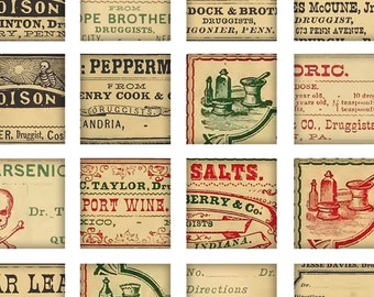 Digital Download Collage Sheet 1X1 Antique 1800's Vintage Druggist Apothecary Pharmacy General Store Old Time Labels 3 Whiskey Poison