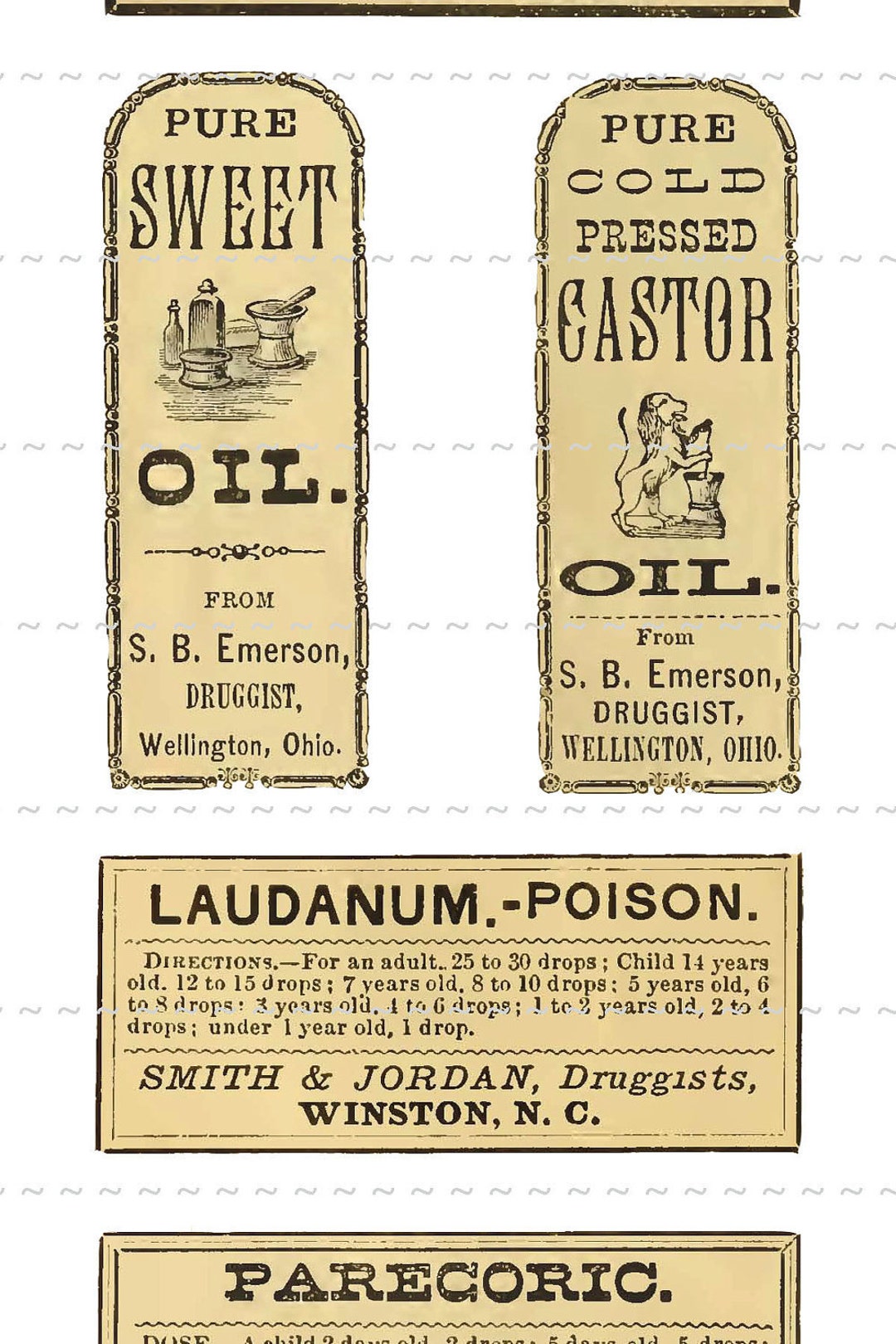 Embalming Label Digital Download Collage Sheet Antique 1800's Vintage Druggist ...