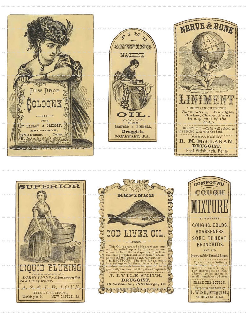 Antique Apothecary Labels Digital Download Vintage Pharmacy Druggist ...