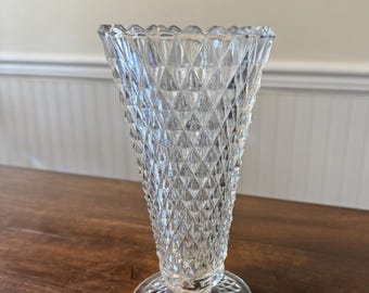 Indiana Glass Diamond Point Footed Vase