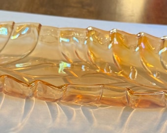 Marigold Carnival Glass Leaf Dish