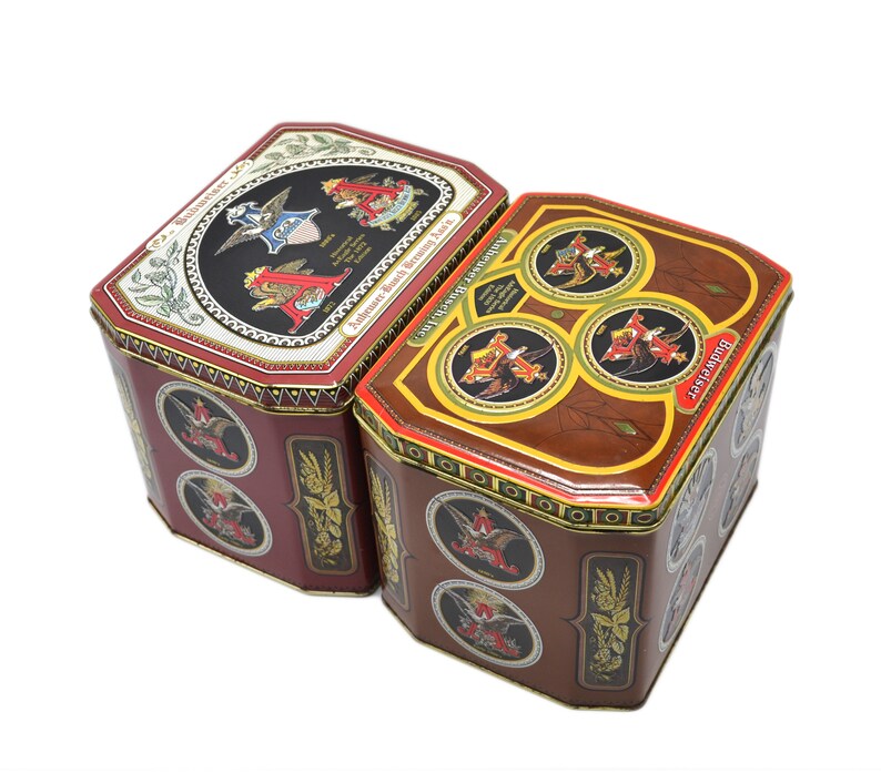 Vintage Anheuser Busch Budweiser Beer Tin Boxes Collectible Budweiser Tin Containers