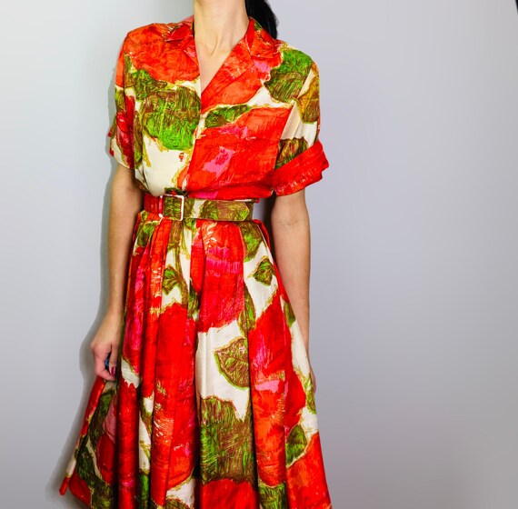 VTG Norman Wiatt Shirtwaist Dress 1950's Belted Ho