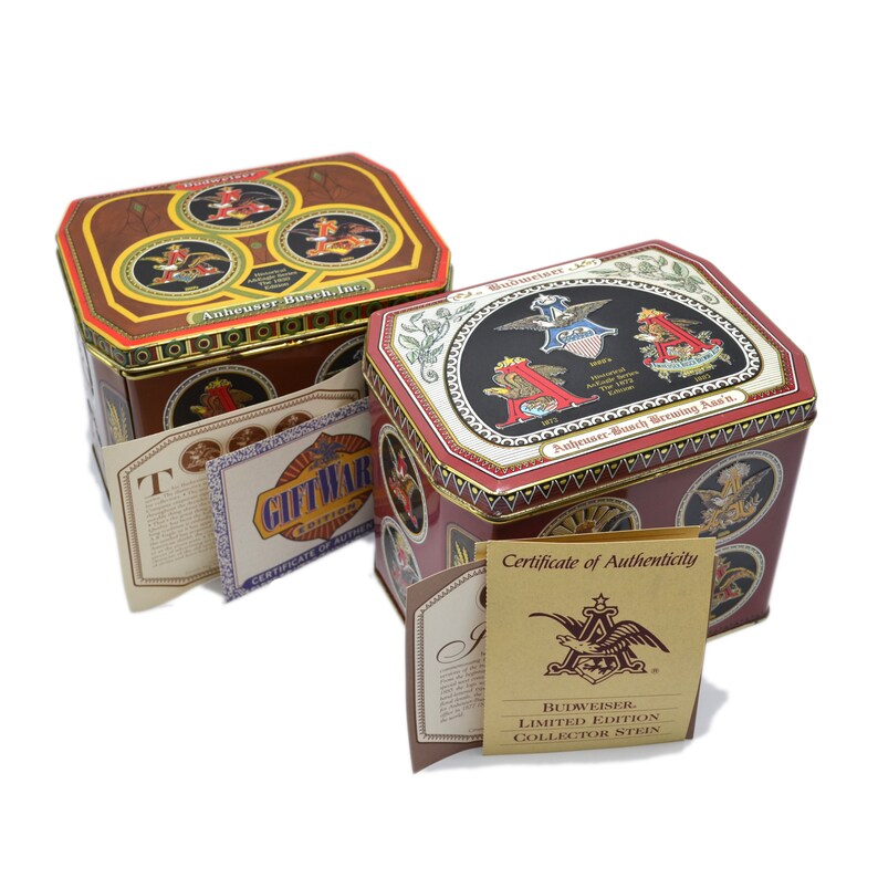 Vintage Anheuser Busch Budweiser Beer Tin Boxes Collectible Budweiser Tin Containers