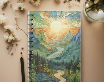 Agenda Mosaic Mountain, tapa dura, espiral, 2026-2027, 8.5 x 11