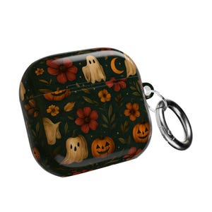 Spooky Floral AirPod Case, Airpod 4 case, Halloween Gift, Ghost Design, Fall Accessories, Halloween airpod case, Pumpkin Decor
