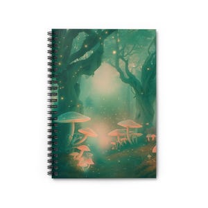6&quot; x 8&quot; Enchanted Forest Mushroom Spiral Notebook, Cottagecore Journals, Vintage Diary, Fantasy Journals, Whimsical decor, mushrooms