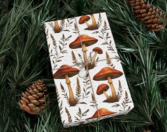 Svamppresentpapper, presentpapper, svamppresentpapper, cottagecore, goblinkärna, presentpapper för naturälskare, present till svampälskare