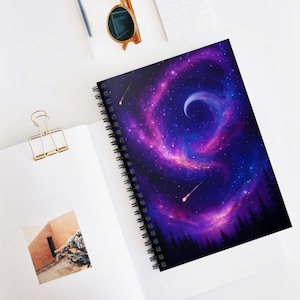 6&quot;x8&quot; Cosmic Galaxy Spiral Notebook, Cosmic Journal, Starry Sketchbook, Dreamy, Astronomy Gifts, Celestial Stationery, Stocking stuffer