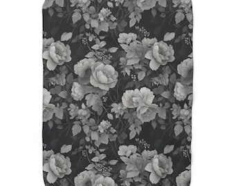 Blumige Sherpa Fleece-Decke: Weicher Plüsch-Überwurf, elegantes Wohndekor