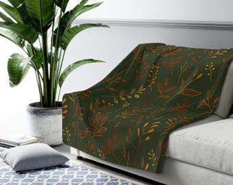 Autumn Floral Sherpa Fleece Blanket: Cozy Fall Throw