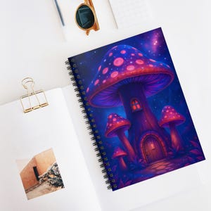 6x8 Whimsical Mushroom Spiral Notebook, Perfect Journal for School, Cottagecore, Fantasy Lovers, Cozy, mushroom decor, mushroom accessory