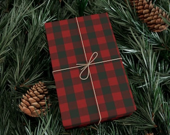 Red and Black Plaid, Classic Plaid Gift Wrap Paper, Holiday Wrapping, Christmas Decor, Eco-Friendly Paper, Wrapping paper, Gift wrap
