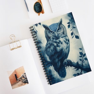 6&quot; x 8&quot; Owl Spiral Notebook, Owl notebook, Journaling, Note Taking, Gift for Owl Lovers, Cute Stationery, Cottagecore notebook