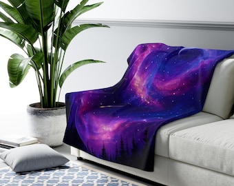 Cosmic Sherpa Fleece Blanket: Galaxy Starry Night Throw