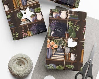 Book Dragon wrapping paper, Ideal for Birthdays, Weddings, Holidays, Book lover gift wrap, dragon wrapping paper, black dragon