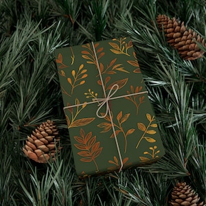 Botanisk presentinslagning, miljövänligt omslagspapper, presentpapper, omslagspapper för högtider, höstlövverk bild 1