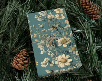 Papel de regalo floral, papel de regalo de primavera, papel de regalo de cumpleaños, papel de regalo de boda, papel de regalo ecológico, papel de regalo para las fiestas, regalo para ella