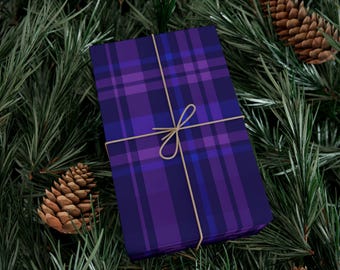 Purple Plaid Gift Wrap, Purple gingham wrapping paper, Bookish gift wrap, Perfect for Stylish Presentations, Halloween wrapping paper
