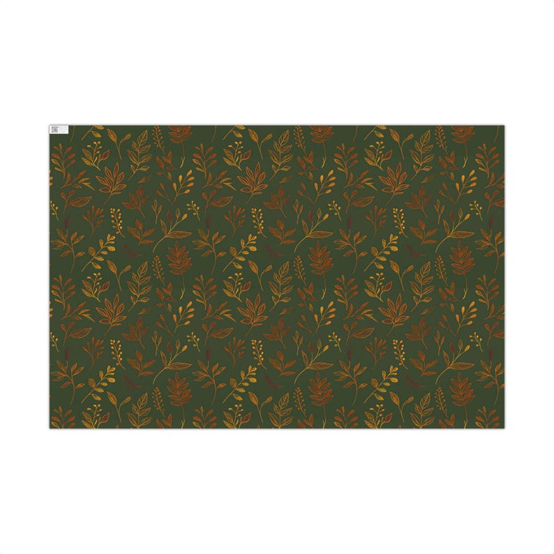 Botanisk presentinslagning, miljövänligt omslagspapper, presentpapper, omslagspapper för högtider, höstlövverk bild 2