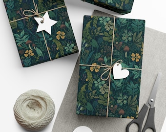 Carta da regalo botanica con funghi, carta da regalo floreale