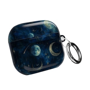 Étui céleste pour AirPod, motif lune et étoiles, cadeau parfait pour les amoureux de l&#39;espace, accessoire unique pour les mélomanes, esthétique ciel nocturne